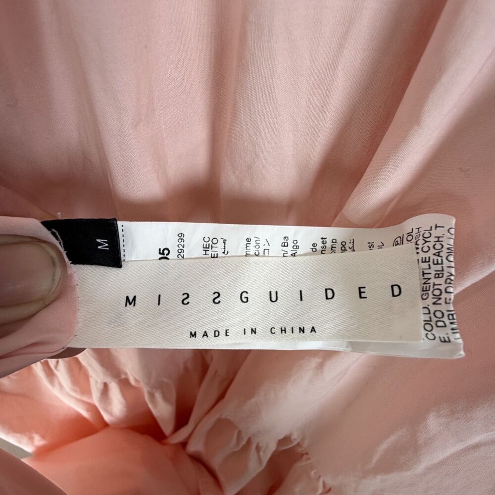 missguided peach pink smocked tiered maxi dress coquette cottagecore boho medium - Picture 3 of 4